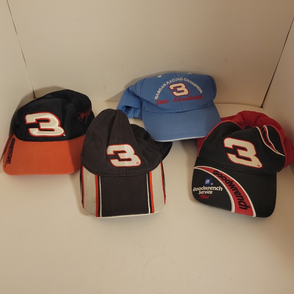 Lot of 4 Dale Earnhardt Vintage Hats GM Goodwrench RCR Racing NASCAR
